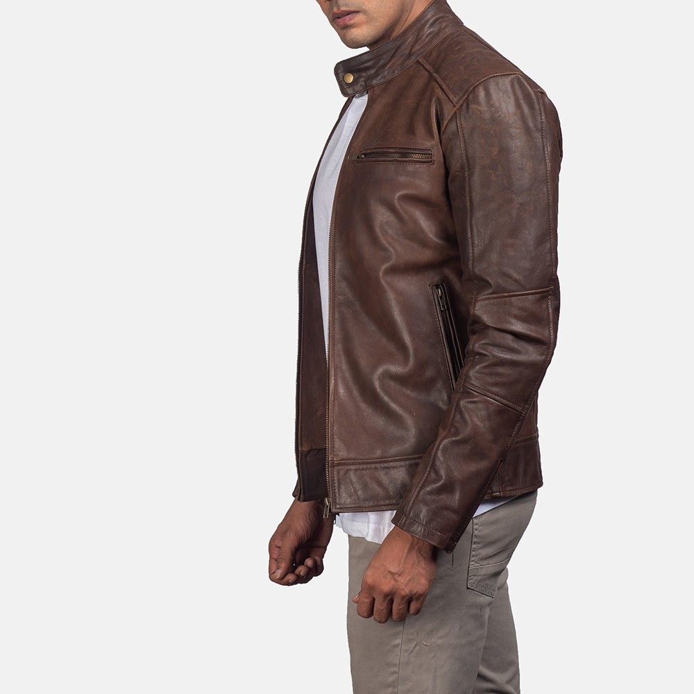 Dean Brown Leather Biker Jacket(4-of-6)-2-1531219398273