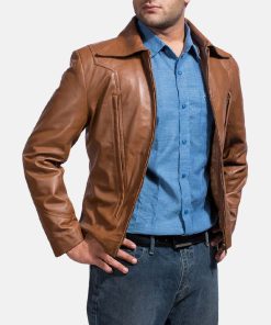 Mens Old School Brown Leather Jacket