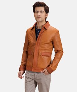 Mens Hubert Tan Brown Leather Jacket